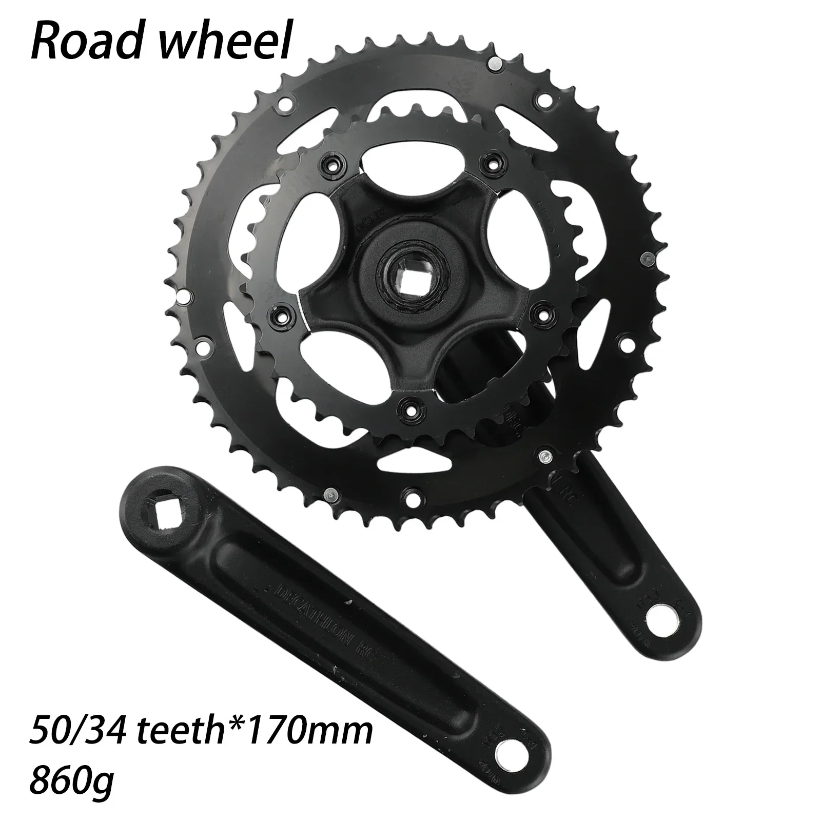 

Bike Bicycle Double Chainwheel Cranket Cycling Double MTB Crankset Chainset Road Bike Square 170mm 34/50T AL6061 Aluminum Alloy
