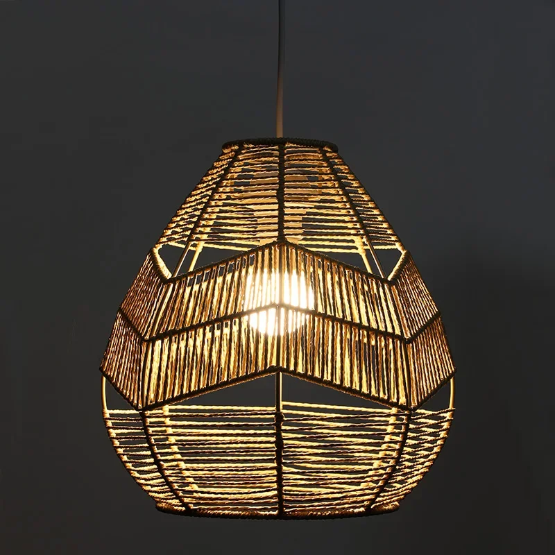 

New Chinese style chandelier lampshade imitation rattan weaving creative bamboo art restaurant hot pot restaurant