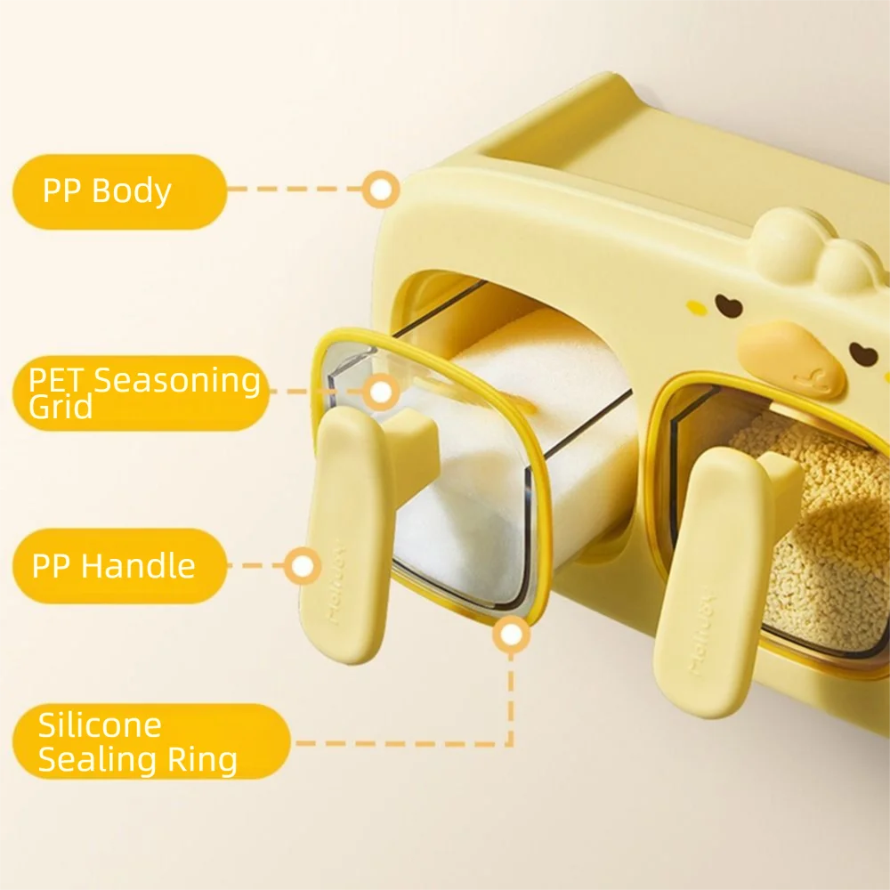 

Wall-Mounted Spice Storage Rack 3 Grids Transparent Kitchen Storage Organizer with Spoon No Punching Spice Storage Container