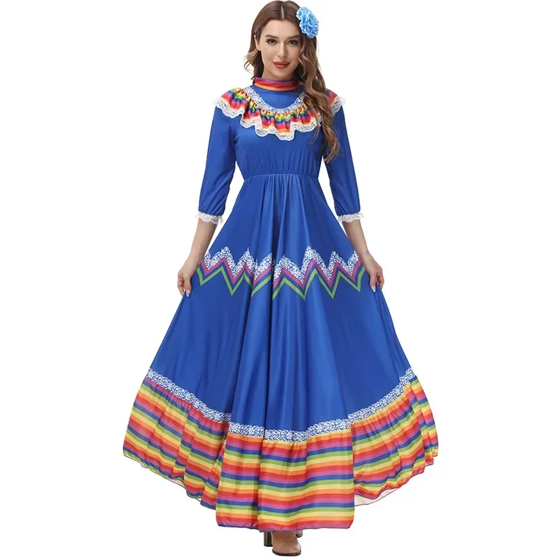 

Bohemia Long and Wide Swing Dance Dress Show Costume Tradition Flamenco Costume Mexico Celebrates The Holiday Cosplay Costume