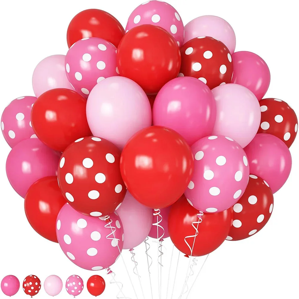 Globo Rojo y Rosa con Diseño de Fresa, Globo de Puntos Rojos Rosado Intenso, Decoración para Fiesta de Cumpleaños de Niña, Tema de Frutas y Pastel de Verano