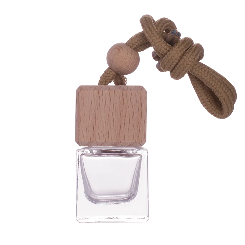 5/8/10ml Empty Bottle Perfume Glass Square Aromatherapy Car Pendant Essential Oil Decoration Hanging Cosmetic Container Mirror