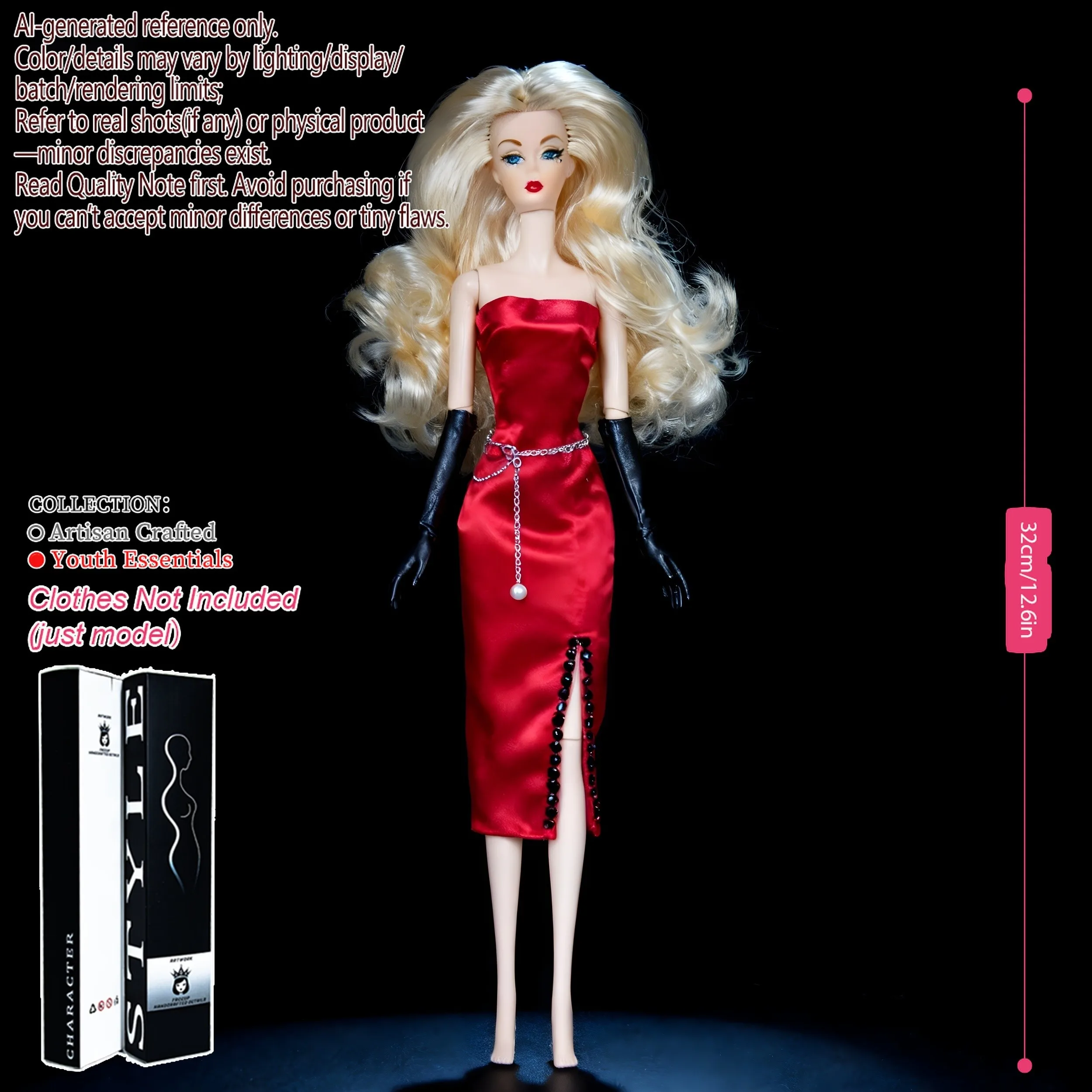 1/6 Scale 12-Joint Model, 12.6in BJD Doll, Realistic Changeable Makeup (no clothing)