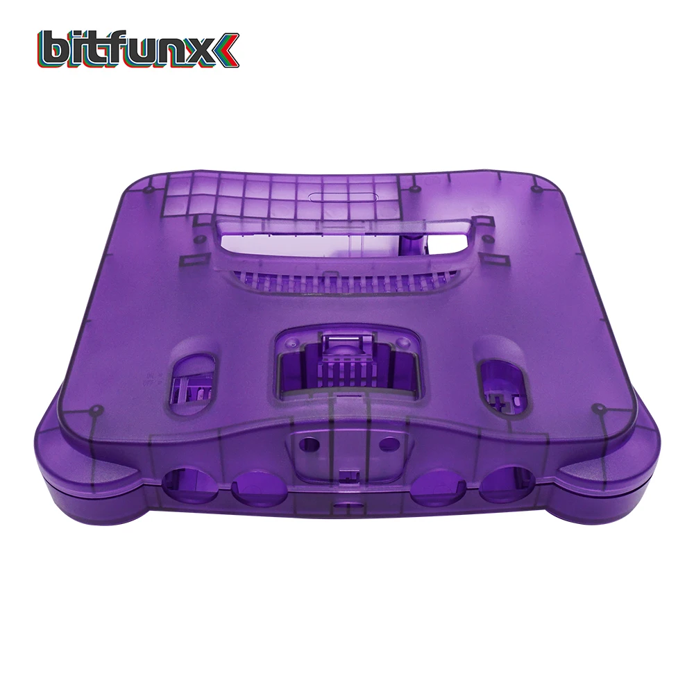Bitfunx Transparent Purple Game Case For N64 Retro Video Game Replacement Housing Shell Translucent Case for Nintend N64 Console
