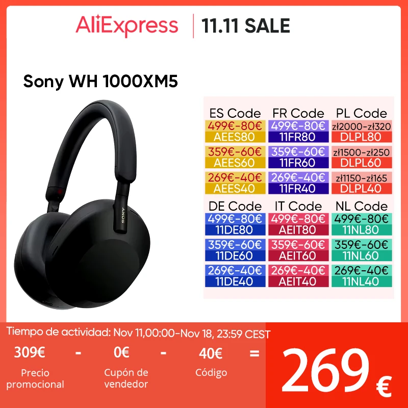 Sony WH-1000XM5 Wireless Noise Canceling Headphones 30 Hour Battery Soft Fit Leather Integrated Processor V1 4 Microphones Black