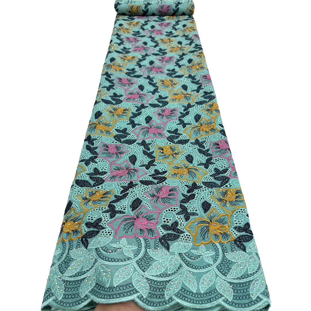 

2026 Super Quality Swiss Voile Lace 3D Flower With African Embroidered Lace Cotton Fabric Luxury Wedding Dress Sewing Material