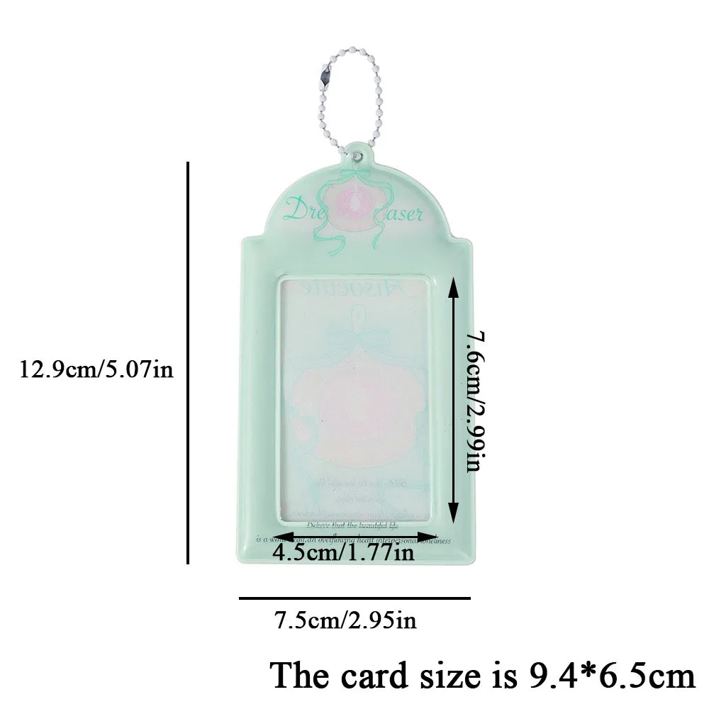 PVC Photocards Holder Cute Sweet Bow Photo Sleeves Bag Pendant Cartoon Card Holder Key Chain Card Pouch 3 Inch