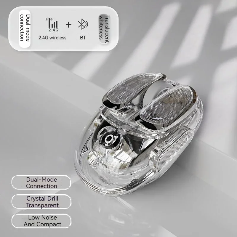 EWEADN Q9 Wireless Bluetooth Transparent Mouse Dual Mode Silent USB-C Rechargeable Suitable for Office Gaming Home PC Laptop