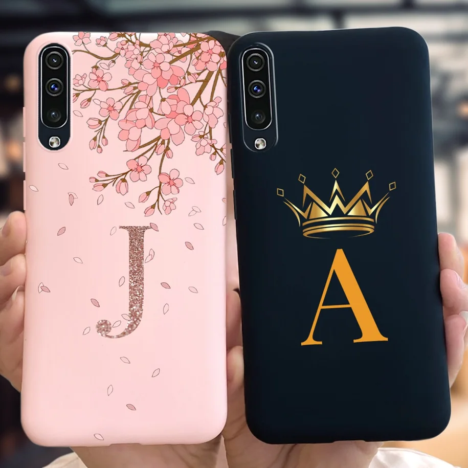 For Samsung Galaxy A50 A50S A30S Case Silicone Letters Crown Back Cover Phone Cases For Samsung A50 A 50 30 S A307F A507F Fundas