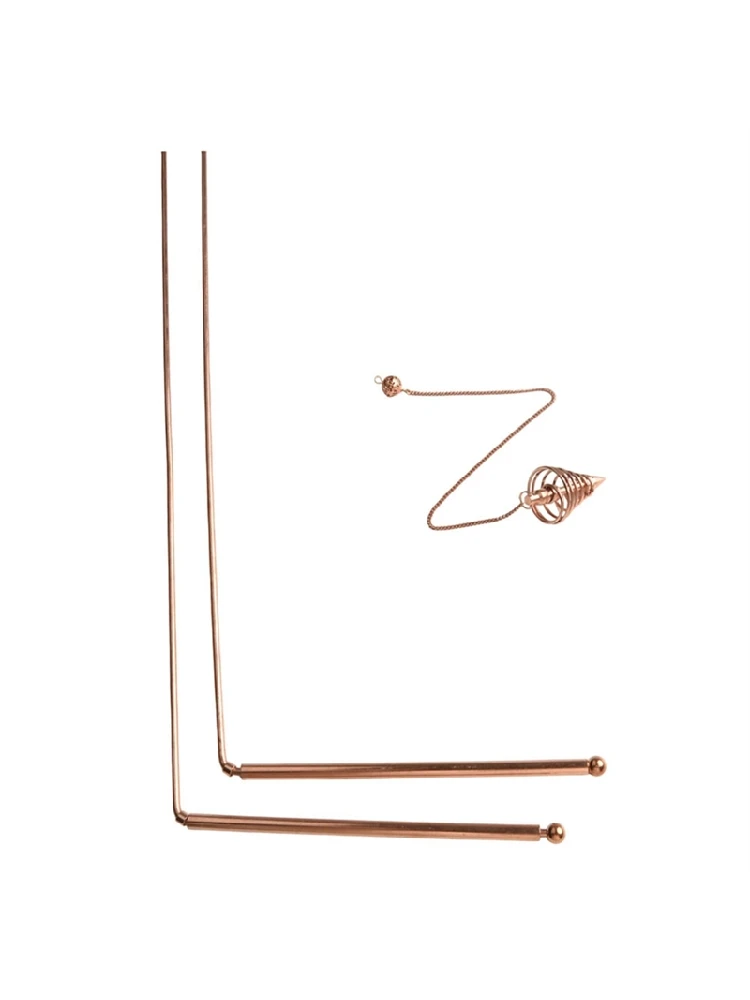 KYCOR-3Pcs/ensemble tiges de radiesthésie en cuivre tiges de plongée + Kit de pendule tige de détecteur de métaux pour la plongée en eau sorcière guérison énergétique