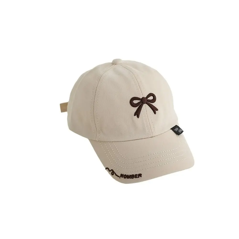 

Fashion Embroidered Bow Children Baseball Cap Solid Color Sunscreen Peaked Caps Breathable Versatile Sun Hat for Boys and Girls