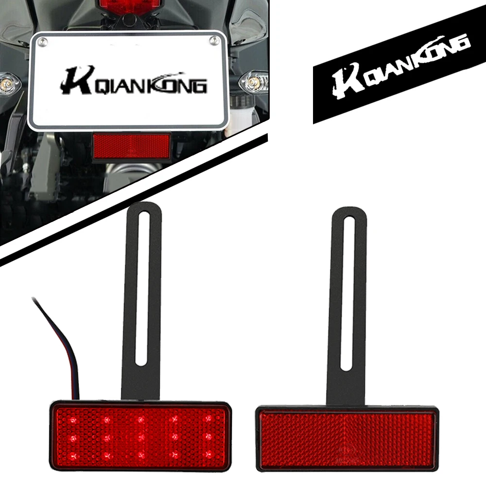 Universal FOR Honda Shadow 1100 400 600 700 750 800 VT125 ST1100 RVF 750 R Motorcycle LED Number Plate Light With Red Reflector