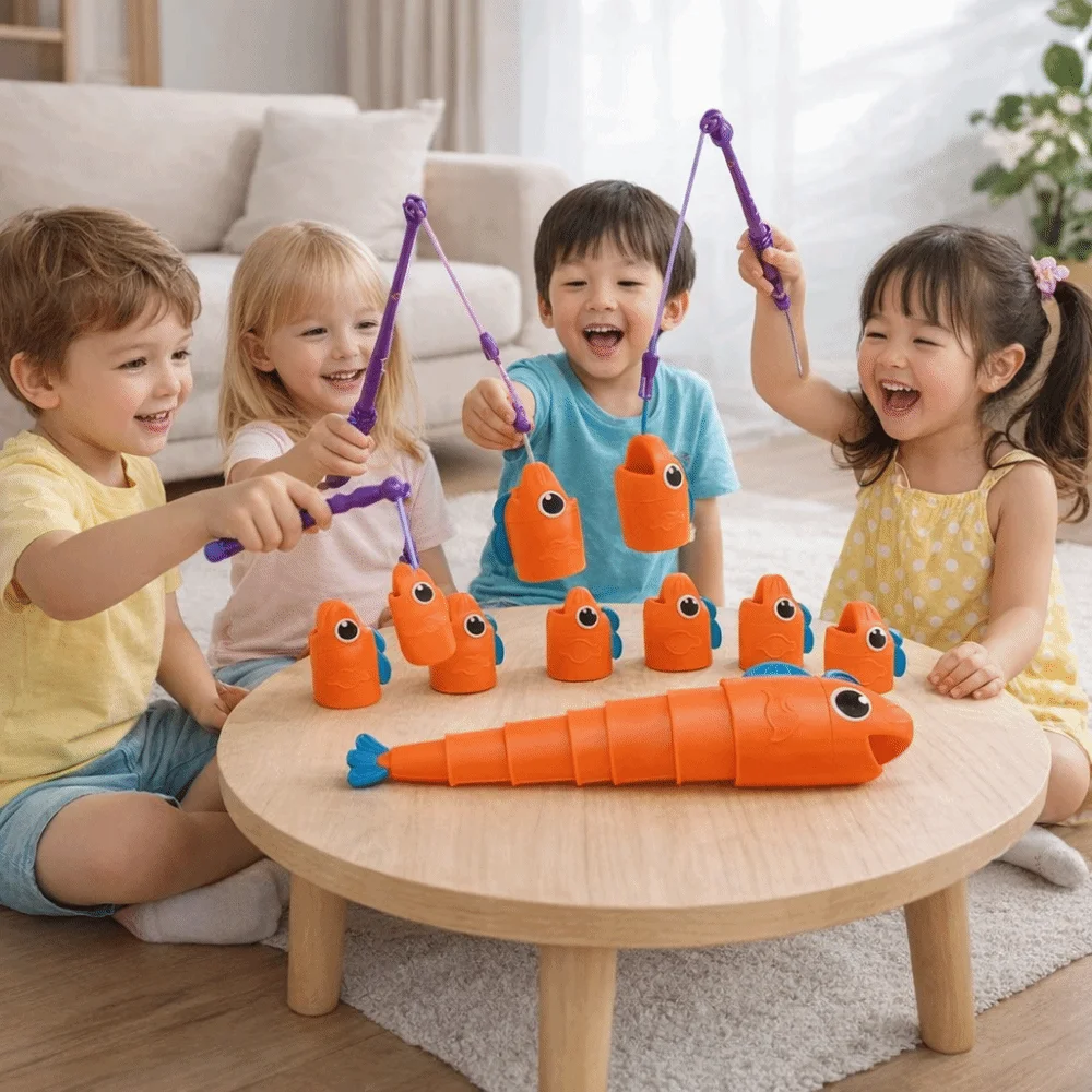 

Раздвижной игровой стол-рыбалка в мультяшном стиле для детей: развивающий пазл, выдвижной механизм, набор для рыбалки