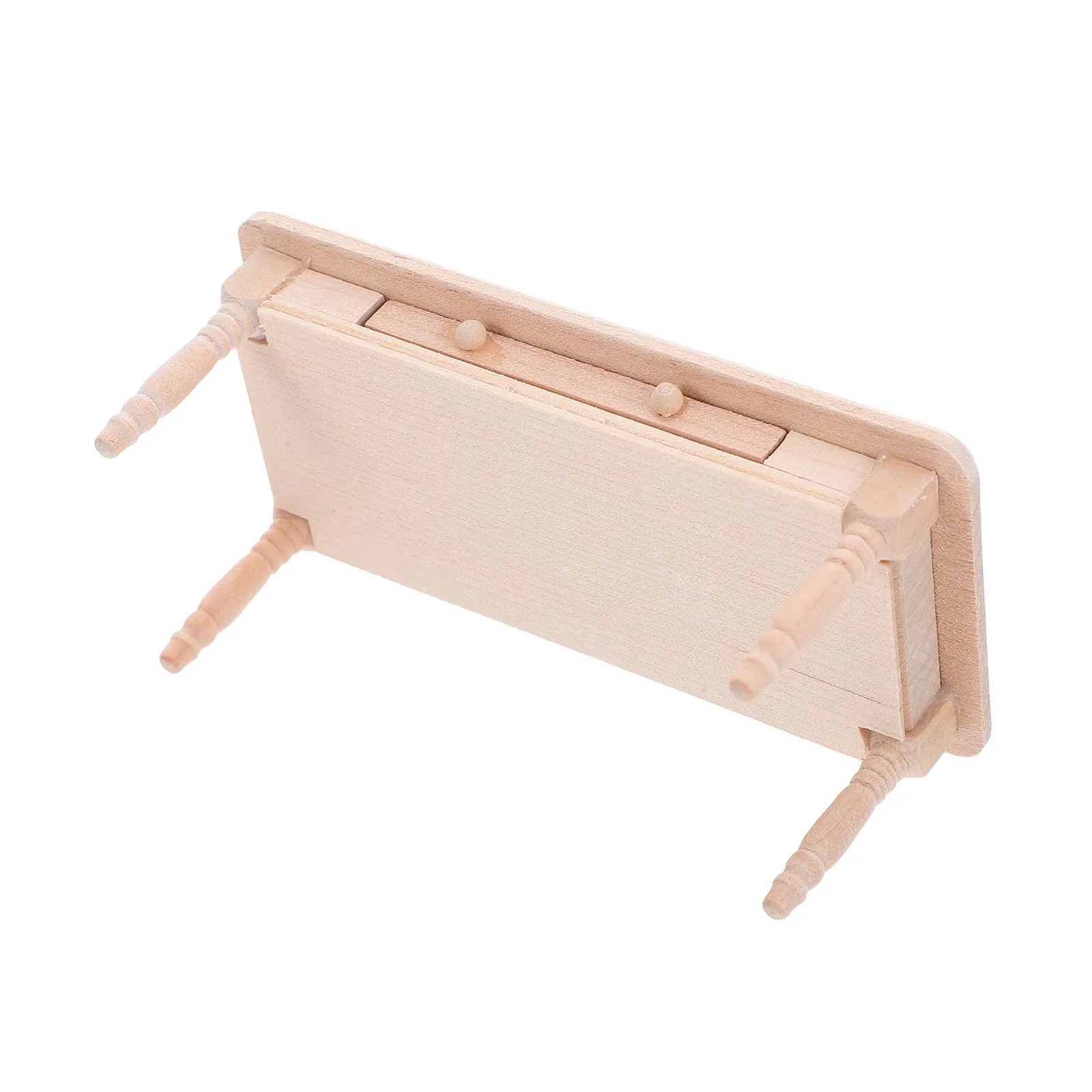 

Miniature Dollhouse Wooden Furniture Coffee Table 1:12 Scale Unfinished Wood Drawer Mini Table Chair Living Room Accessories