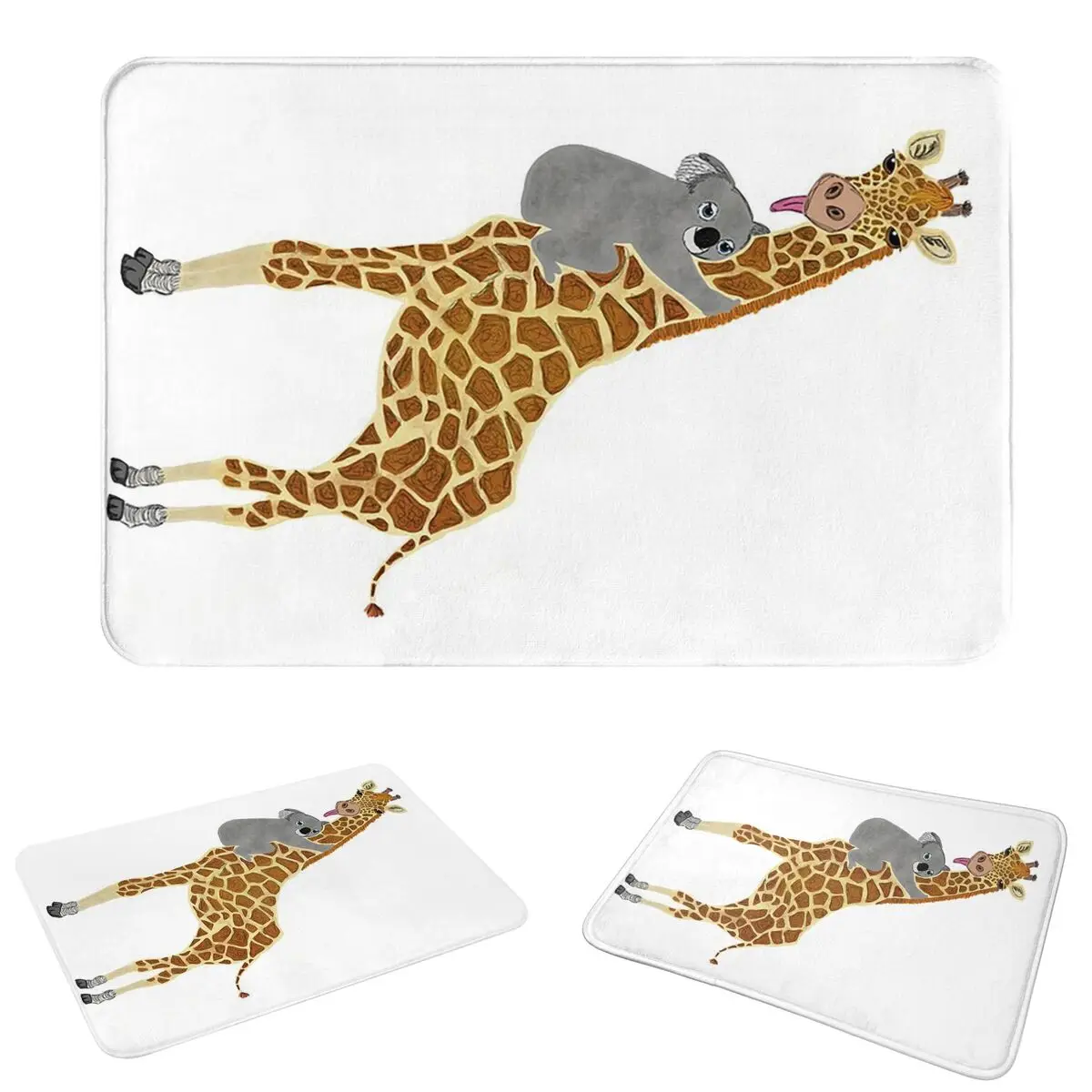 Koala Hugging Giraffe Non-slip Doormat Floor Mat Cushion Carpet Rug for Kitchen Entrance Home Bedroom Footpad Mats