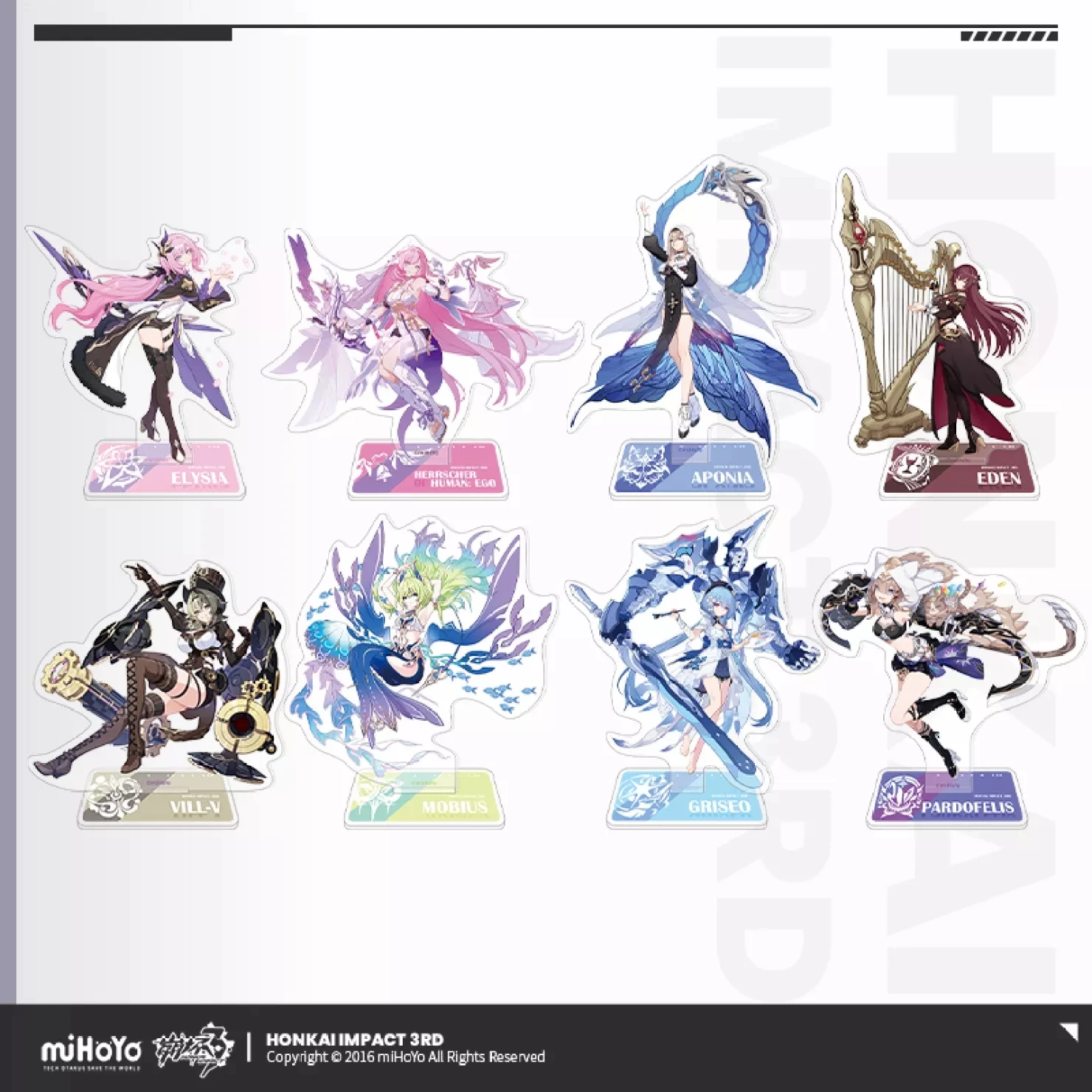 

Anime Game Honkai Impact 3 13 Hero Theme Cosplay Acrylic Stand Griseo Elysia Pardofelis Aponia Mobius Eden Statue Cartoon Figure