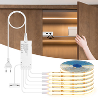 Door Control COB LED Strip Cabinet Light IR Proximity Sensor AC 220V To DC 12V European Standard Plug Smart Closet Wardrobe Lamp