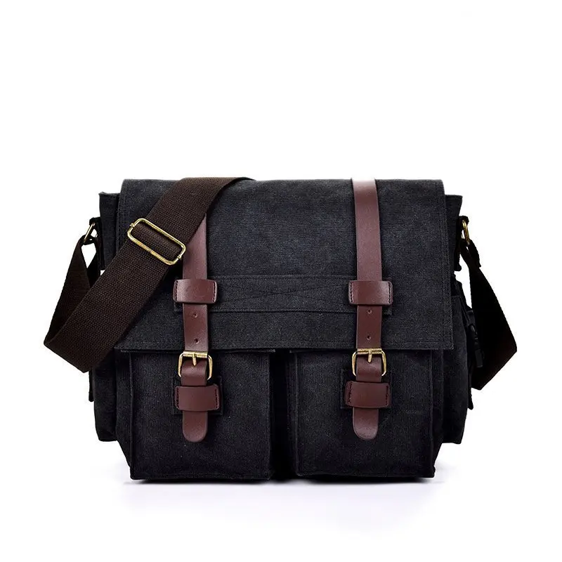 Retro casual canvas trendy computer single shoulder fashionable men's crossbody multifunctional mailman bag