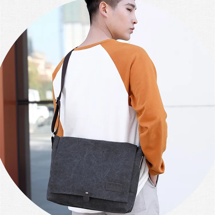 Men\'s Canvas Messenger Shoulder Crossbody Bags Man New Fashion Cross Body Bag Casual Solid high workmanship Male Bag 2021 bolso