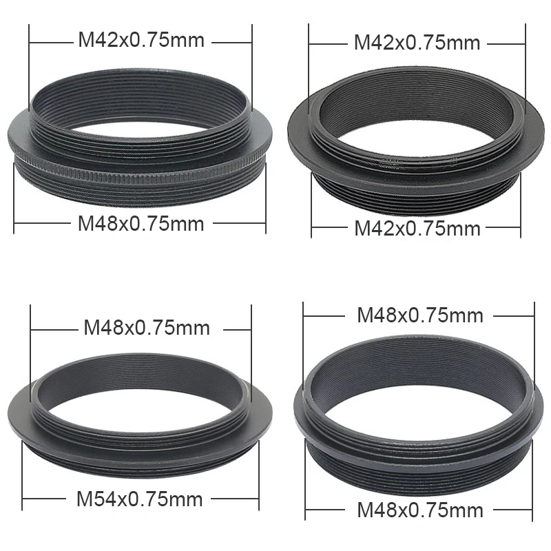 T T2 Mounting Adapter Ring All Metal Outer Thread M42 M48 M54 SCT Telescope Ring Adapter Pitch 0.75mm Microscope Accessory