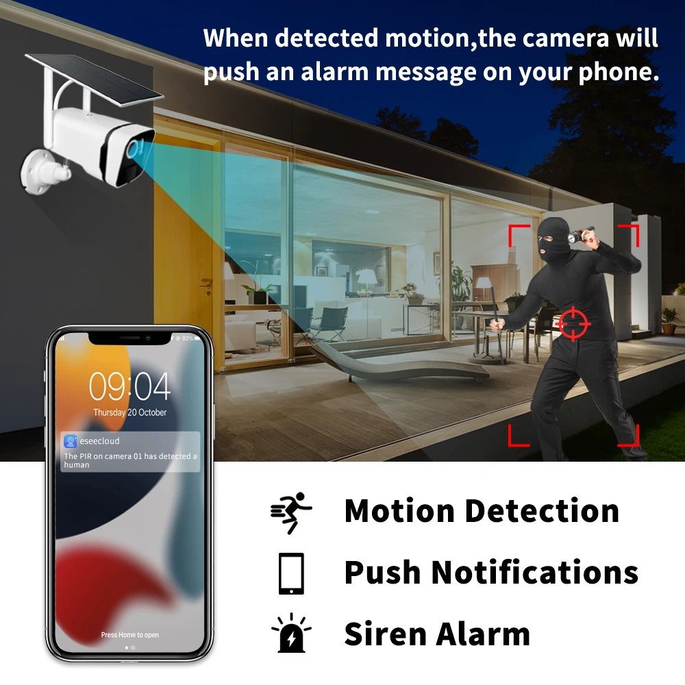 Outdoor 4MP 4CH Solar Power Surveillance  System Wifi NVR Kit Cctv System Wireless Outdoor