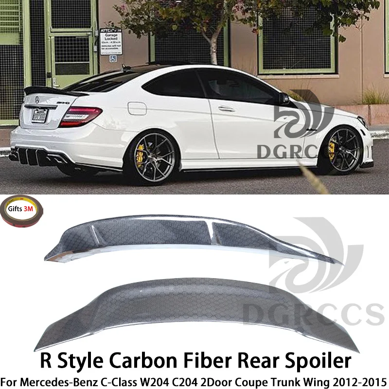 For Mercedes-Benz C-Class W204 C204 2Door Coupe R Style Carbon Fiber Rear Spoiler Trunk Wing 2012-2015 Honeycomb carbon