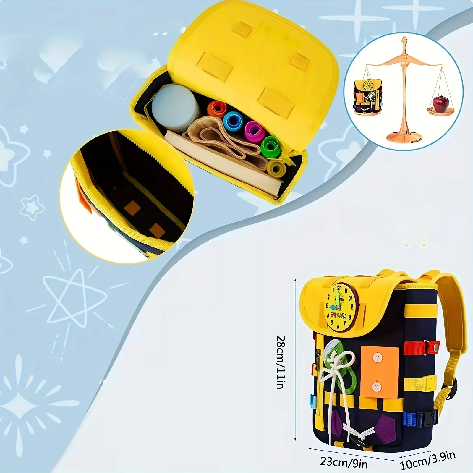 Develop Fine Motor Skills & Basic Life Skills with Busy Board Toddler Backpack - Learn To Tie Shoes  Kids Toy for Girls Boys