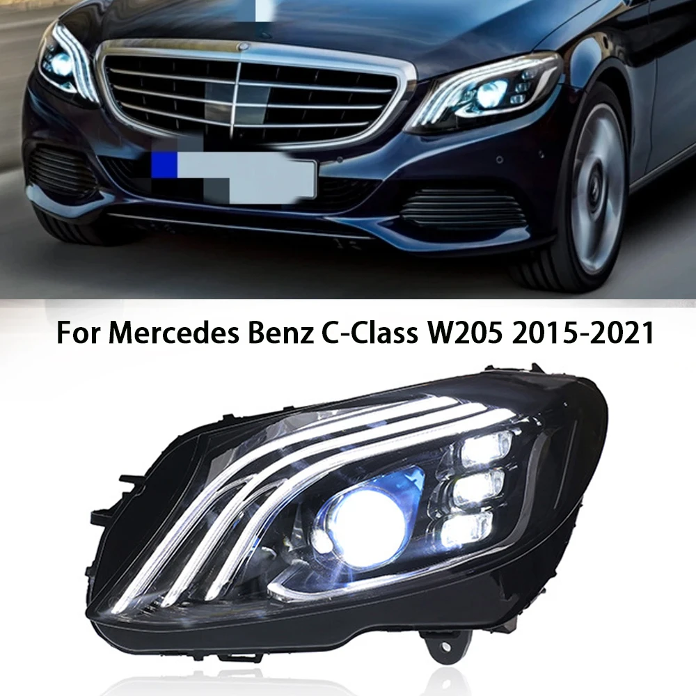 

Автомобильные фары для Benz W205 светодиодный, фары, объектив проектора 2015-2021 C180 C200 C260 C300 DRL, передние фары, автомобильные аксессуары