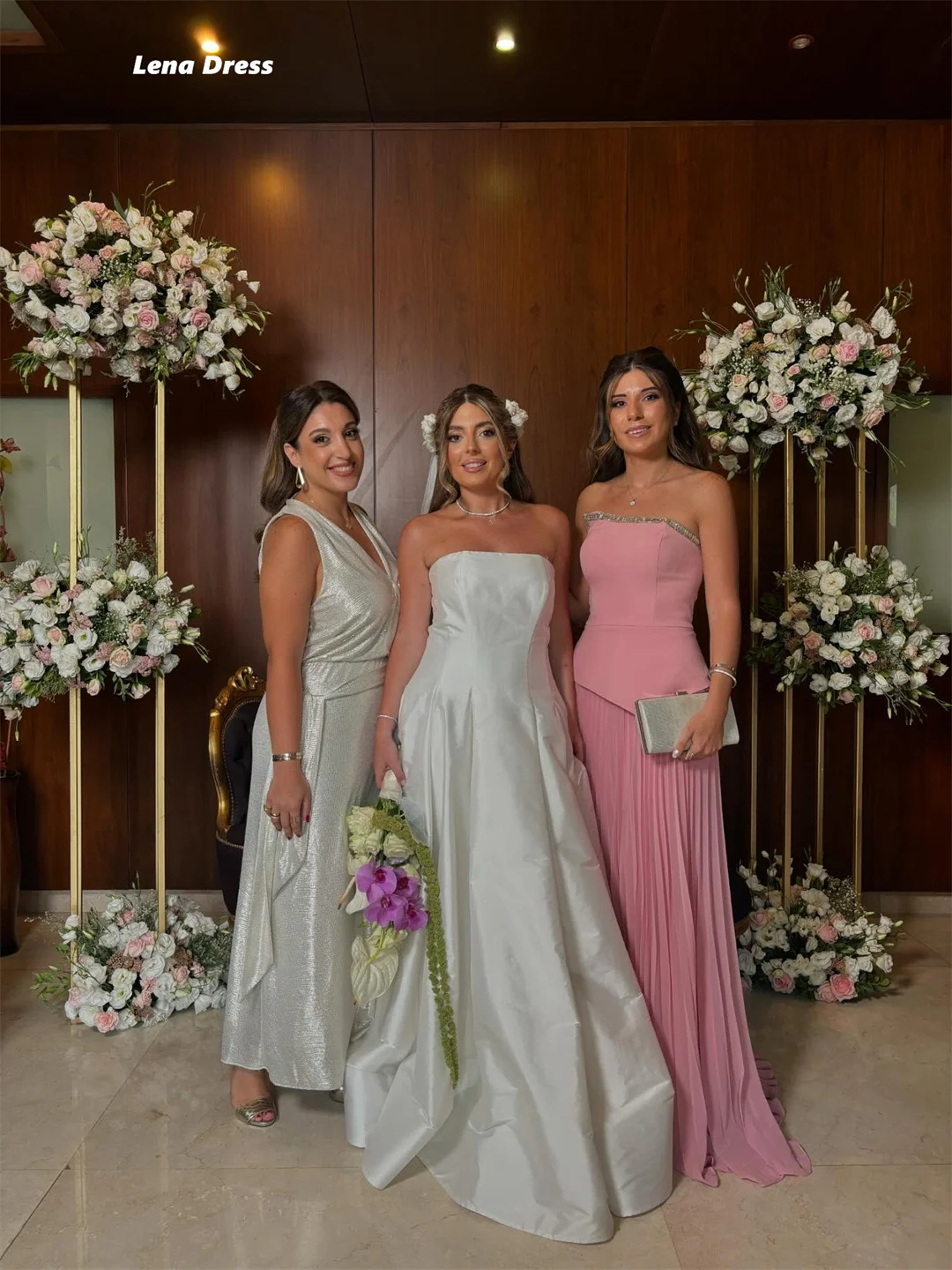 فساتين حفلات أنيقة باللون الوردي للمرأة الزفاف على شكل حرف a بدون أكمام فساتين لحضور الحفلات الموسيقية 2025 فساتين سهرة فاخرة فستان فاخر مخصص