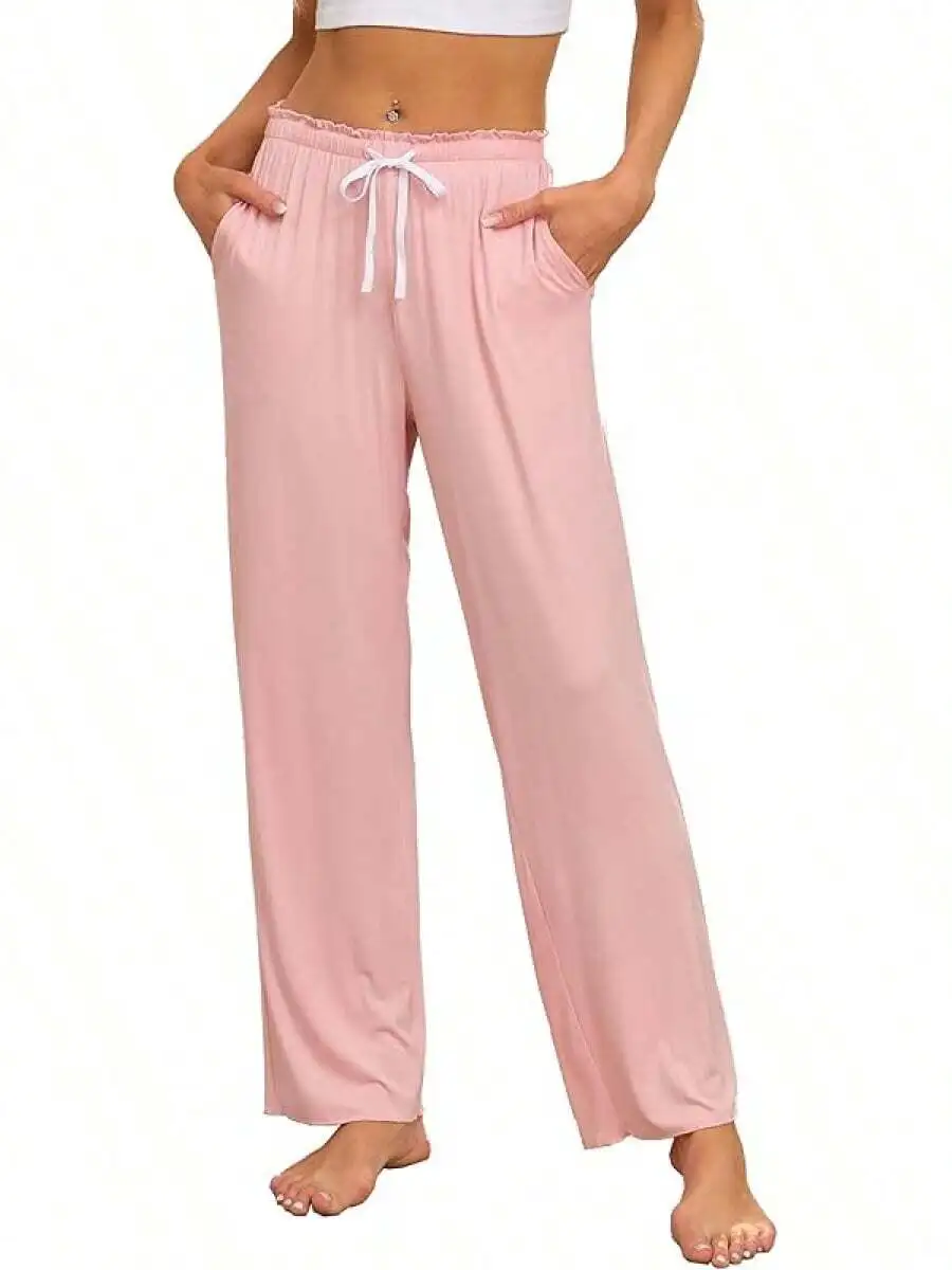 

Womens Bamboo Rayon Wide Leg Pajama Pants Loose Sleep Lounge Pants With Pockets