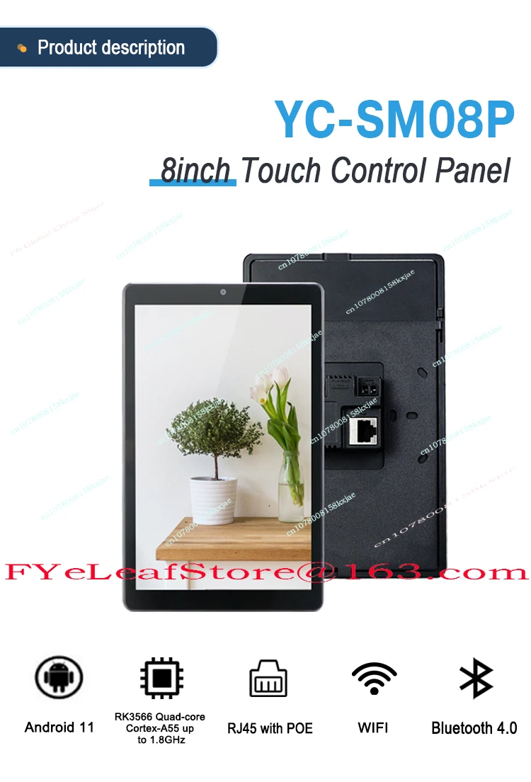 RK3566 Quad Core Wireless RJ45 Poe 8 Inch Android Tablet Smart Home