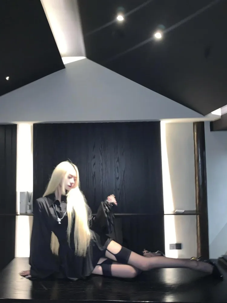 Vintage Lange Mouw Vrouwen Jurk Retro Shirt Slim Fit Taille Ontwerp A-lijn Punk Korte Rok Elegante Y2k Lente 2025, Mode Nieuwe