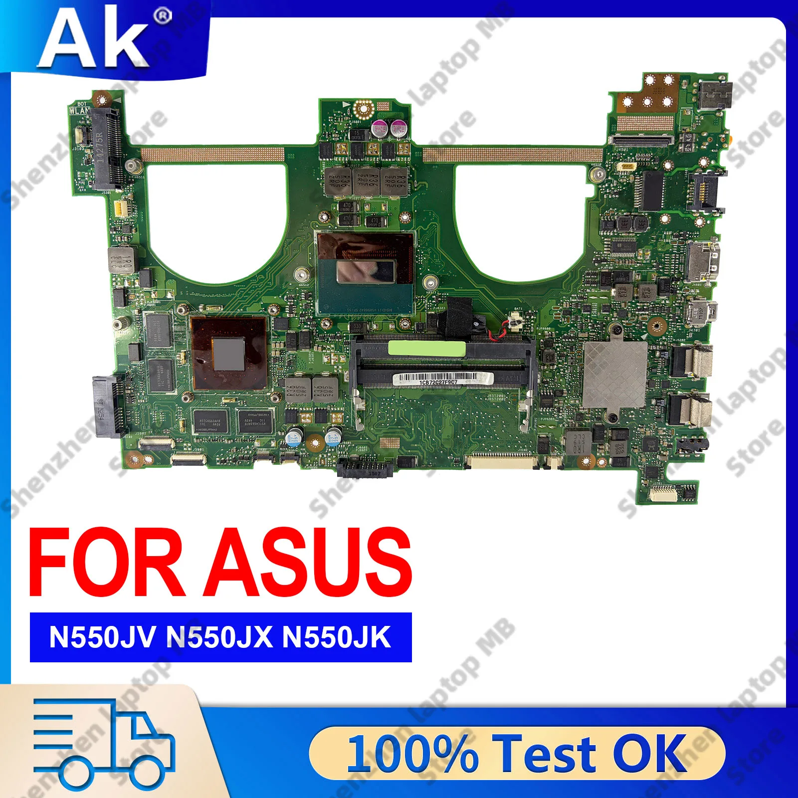 

N550JV Laptop Motherboard For ASUS ROG G550J N550J N550JV N550JX N550JK Notebook Mainboard With i3 i5 i7 CPU 100% tests OK stk