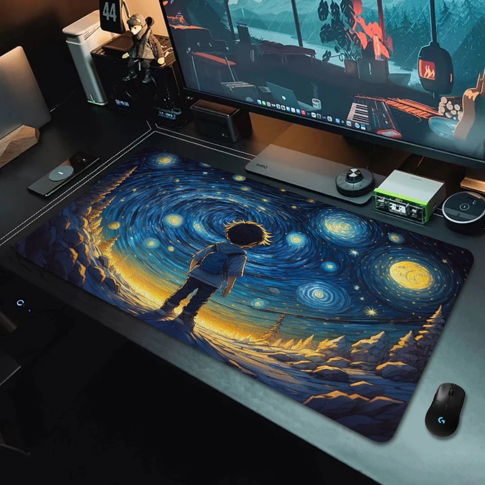 Starry night large mouse pad XXL Computer keyboard pads cute gamer soft office carpet table mat extended anti-slip desktop mats