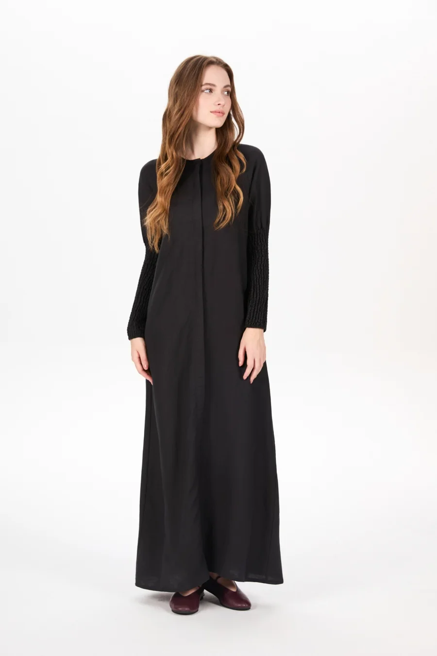 AS AW25 abito in lino con maniche smocking abiti da donna in lino di alta qualità design abbottonato nascosto