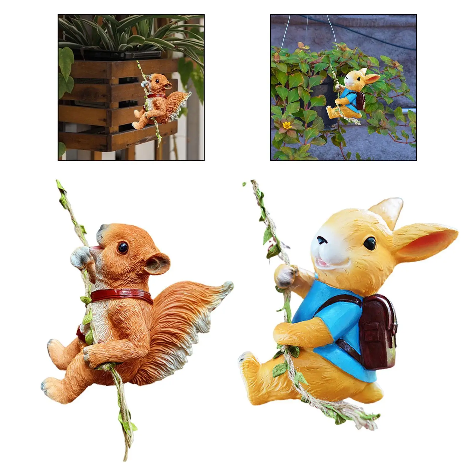 Climbing Animal Statue Resin Garden Sculpture Tree Hugger Hanging Figurine for Wall