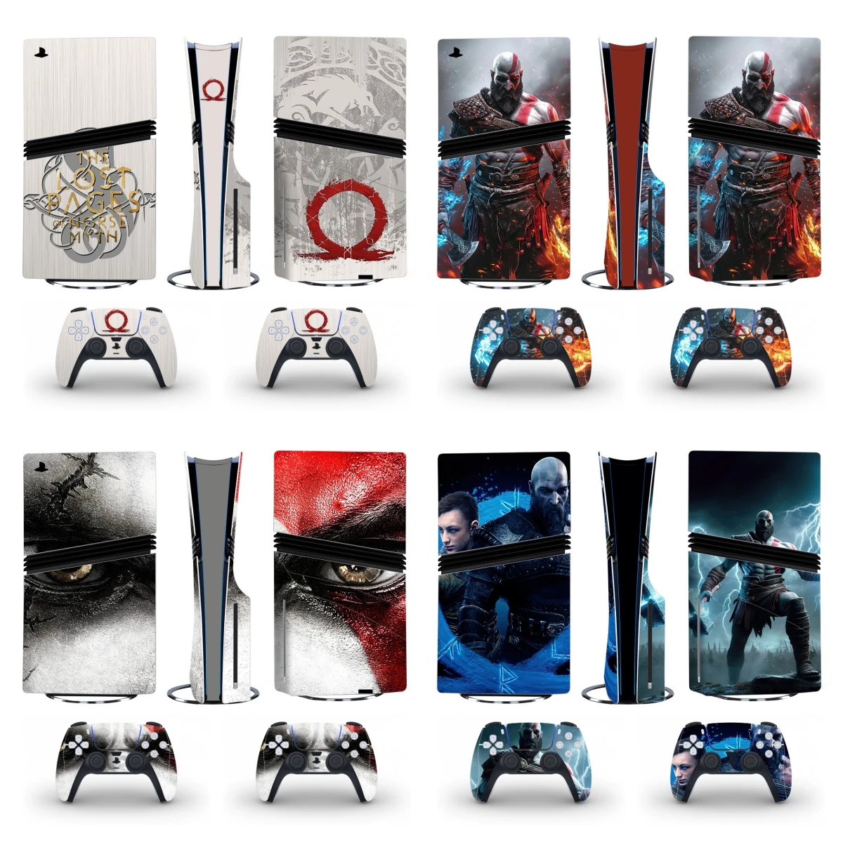 Наклейка-скин для консоли и 2 контроллеров God of War Game PS5 Pro (для версии с дисководом), новый виниловый скин для PS5 Pro (для дисковой версии)