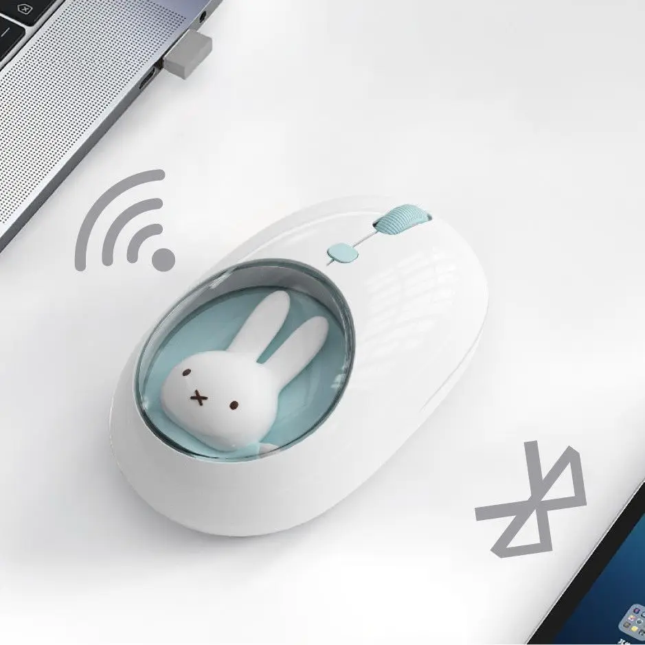 Rechargeable Bluetooth Mouse Wireless Mute Dual Mode Office Universal Desktop Miffy Cute Good Looks Notebook Portable Lovely New