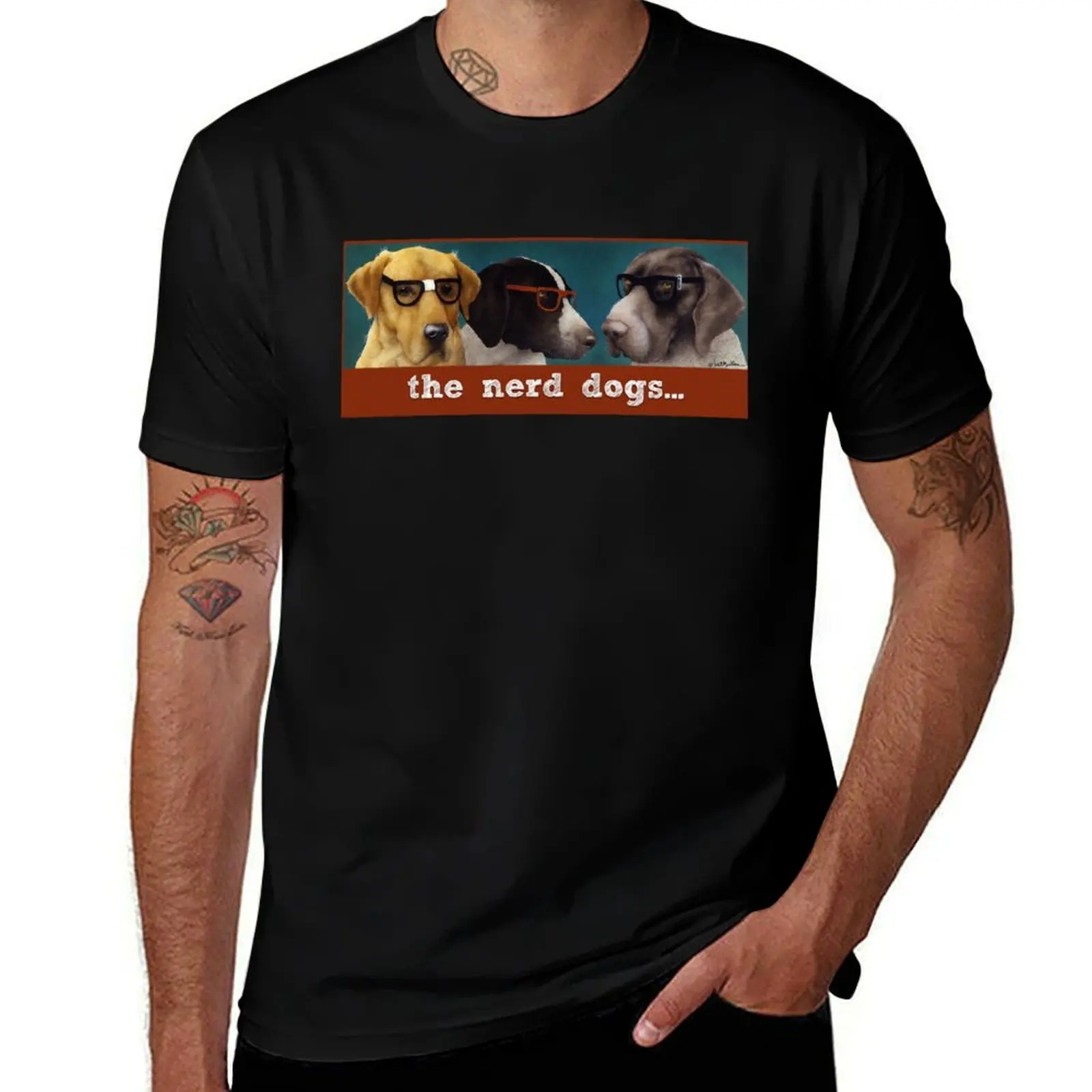 

Will Bullas / tee / the nerd dogs... / humor dogs T-Shirt anime clothes cute tops mens graphic t-shirts