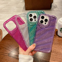 Glitter Wave Case For iPhone 15 14 13 12 11 Pro Max X XS XR 15 14 8 7 6 Plus 6 7 8 SE Shiny Non-slip Shockproof Phone Case Cover