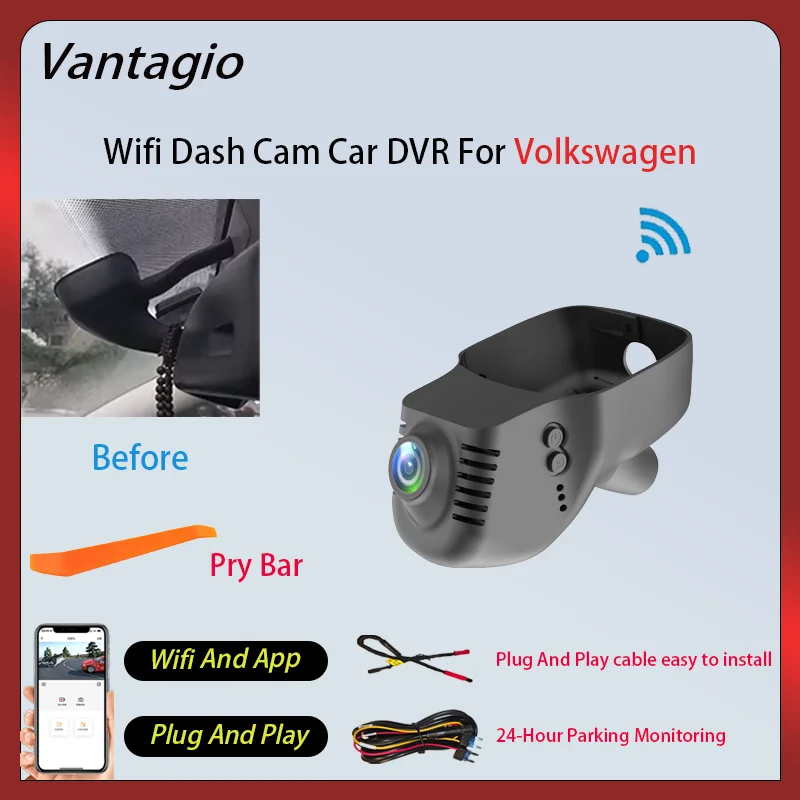 Image of Plug-and-Play 4K WLAN Dashcam Autokamera DVR für Volkswagen VW Golf Polo Touran Passat B8 Tiguan Jetta Sharan Caddy 2015-2026