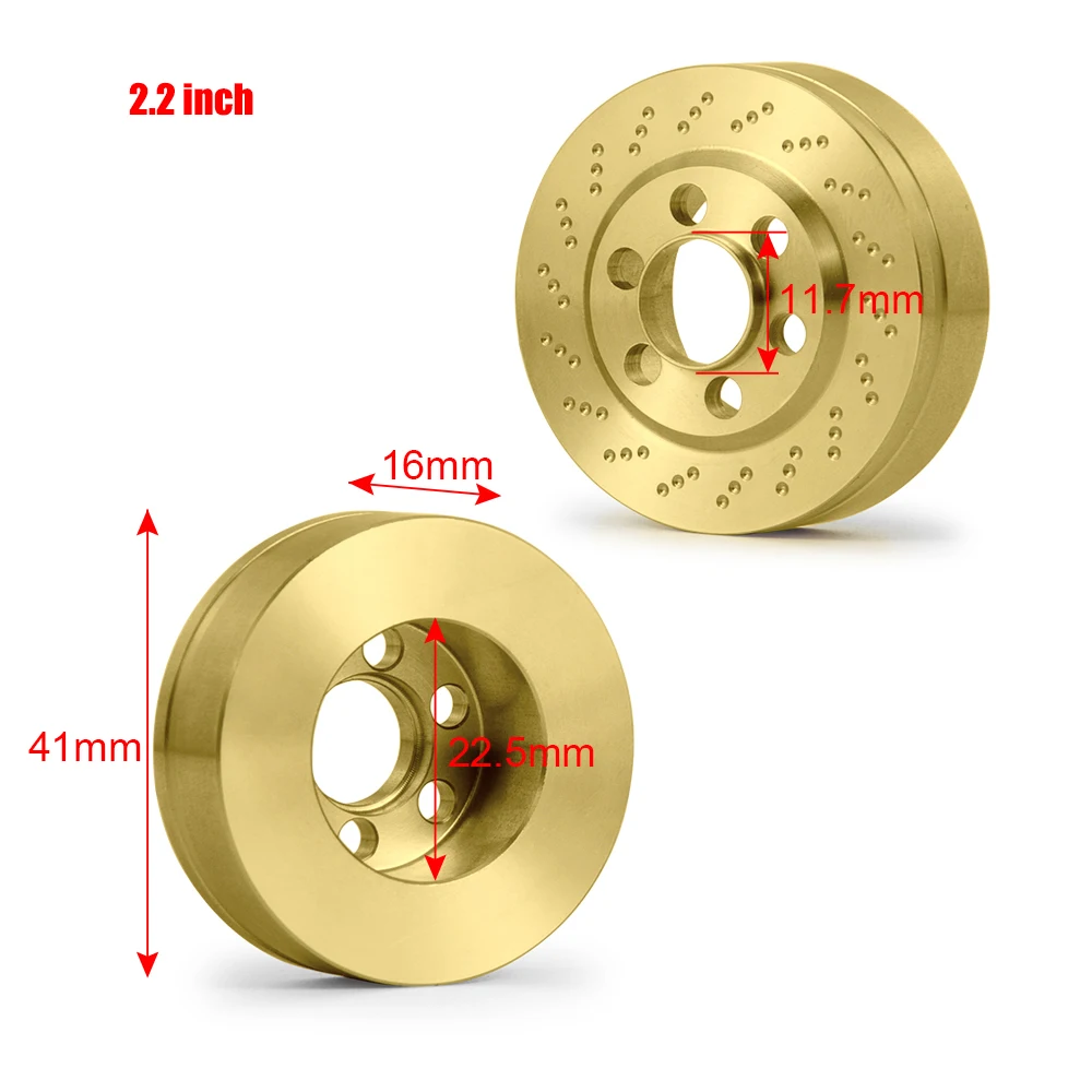 YEAHRUN 2Pcs 1.9/2.2 inch Wheel Rims Brass Internal Counterweight Balance Weights for Axial SCX10 TRX-4 1/10 RC Car Model Parts