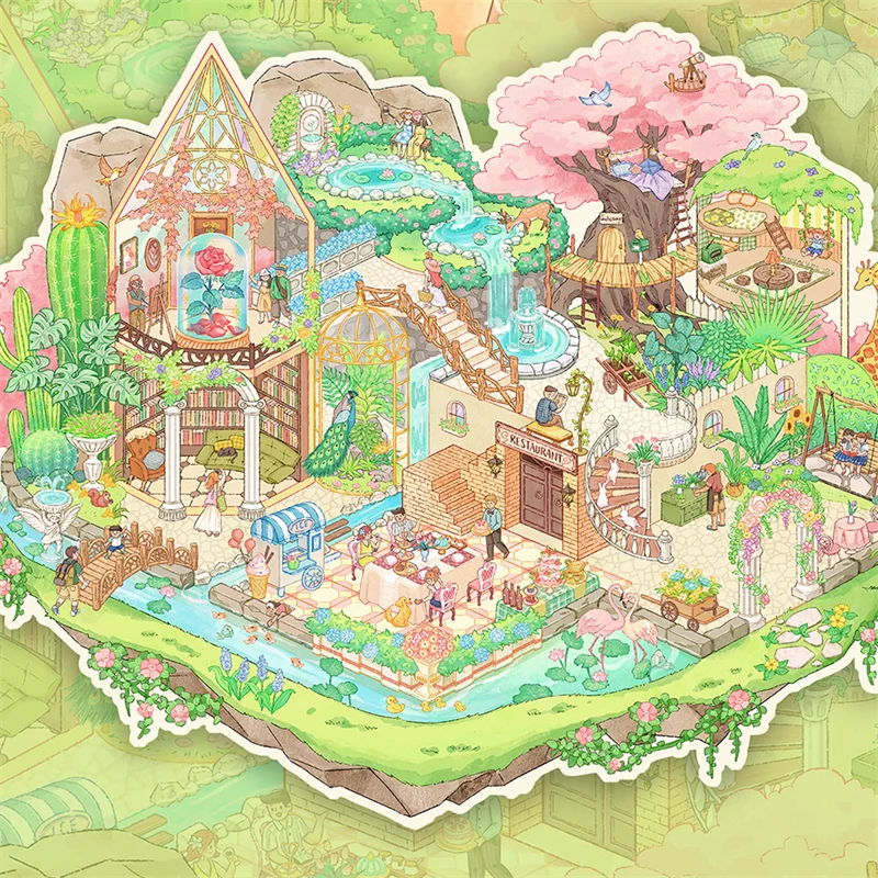 Kawaii ثلاثية الأبعاد الغابات المطيرة الاستوائية نسيم عدن الكرتون مشهد مصغر ملصقات DIY بها بنفسك اليدوية التراص متعة سجل القصاصات ملصقات #3