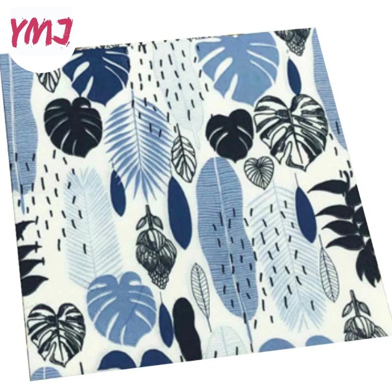 Colourful Printed Napkins Blue Leaves Creative Square Folding Facial Napkins Restaurant Party Baking Mouthcloths 10/20pcs/pac