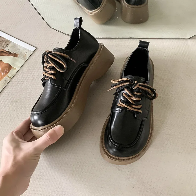 Women Flats Lace Up Platform Shoes 2024 Autumn Women Shoes Suede Ladies Shoes Female Loafers Casual Shoes New Sneakers Moccasins