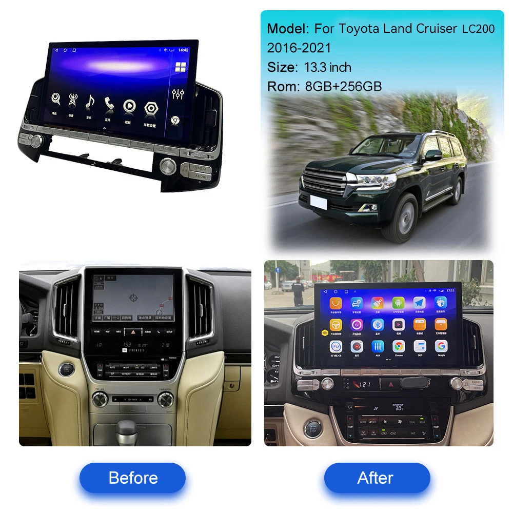 For Toyota Land Cruiser LC200 2016~2021 Android Carplay Car Radio Automotive Multimedia Stereo Player GPS Navigation Head Unit