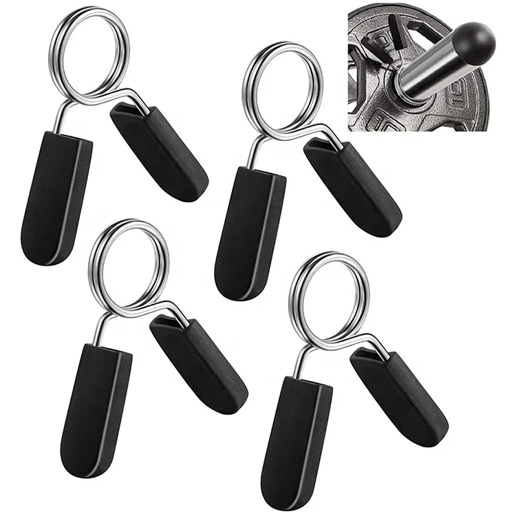 ที่จับมือแบบสปริงโลหะ แรงบีบสูง/ปลอกล็อคบาร์เบลพร้อมด้ามจับพลาสติกสำหรับแผ่นน้ำหนัก