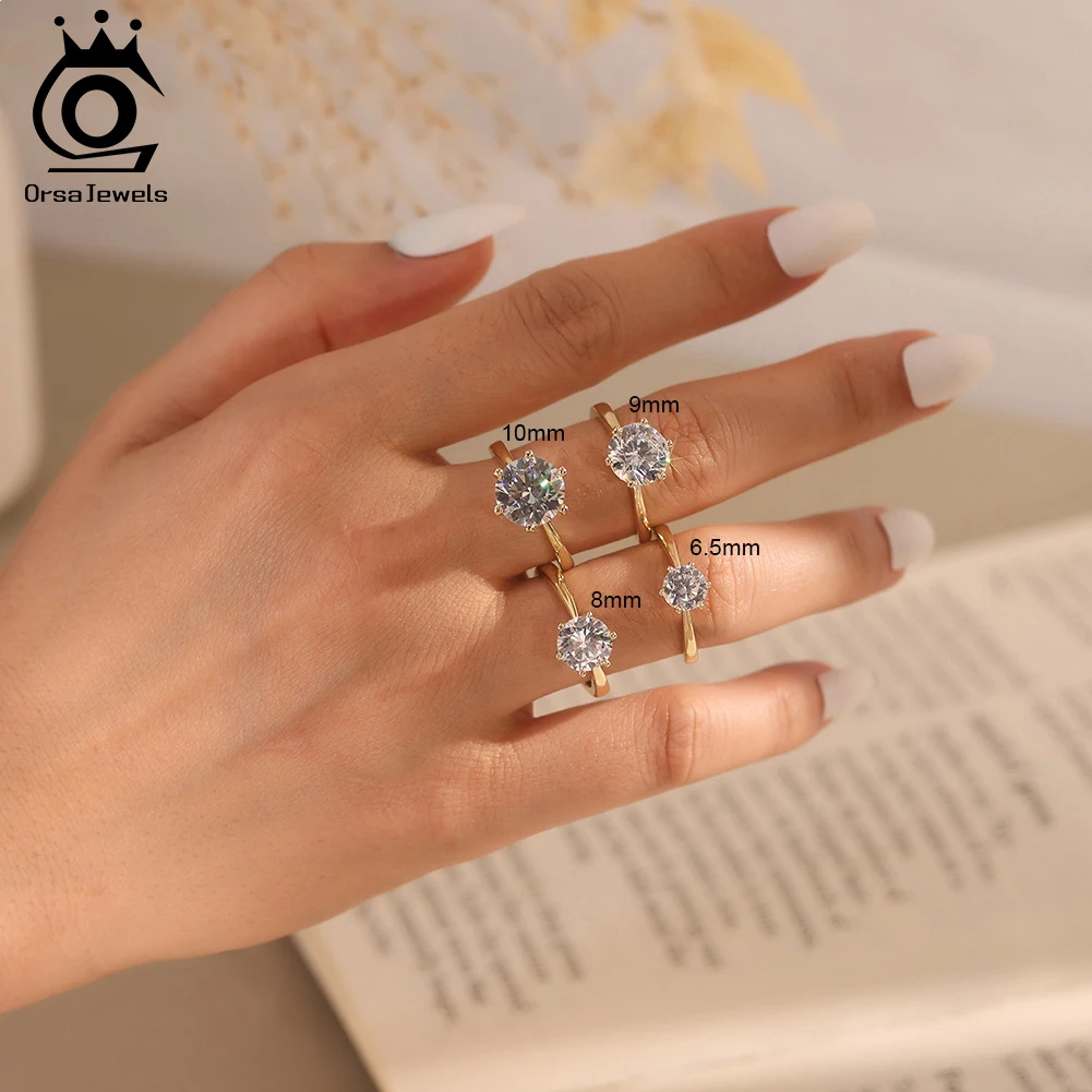 

ORSA JEWELS Блестящее обручальное кольцо с фианитом 8A для женщин, стерлинговое серебро 925 пробы, обручальное кольцо с цирконом, регулируемое LZR36