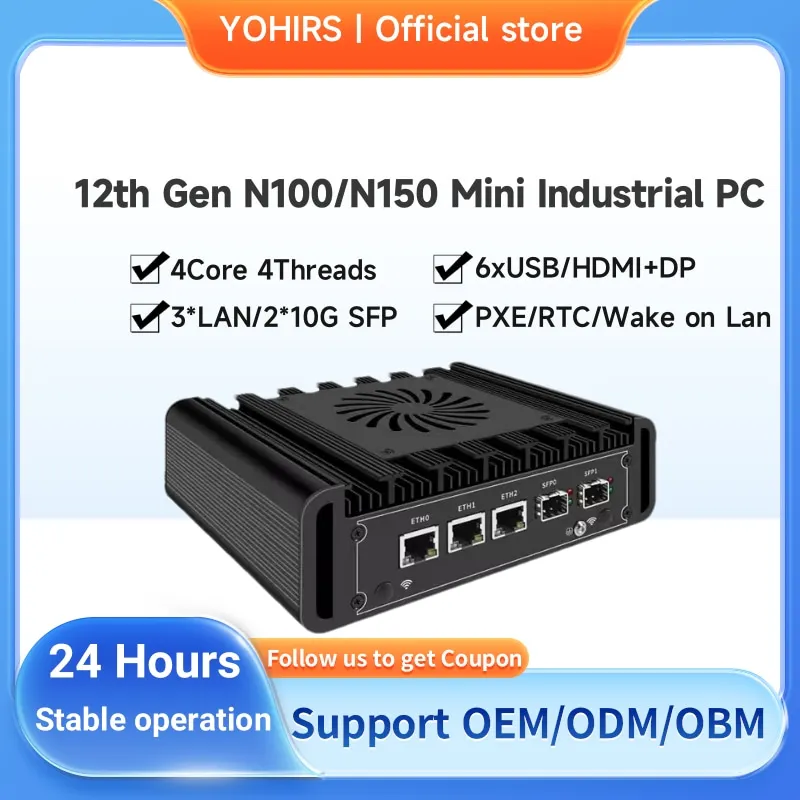 12. Generation Intel N100 Quad Core DDR5 M.2 NVME 3x2.5G i226 Lans 2x10G SFP+ 5G SIM Proxmox PfSense OPN Soft Router Firewall Mini PC