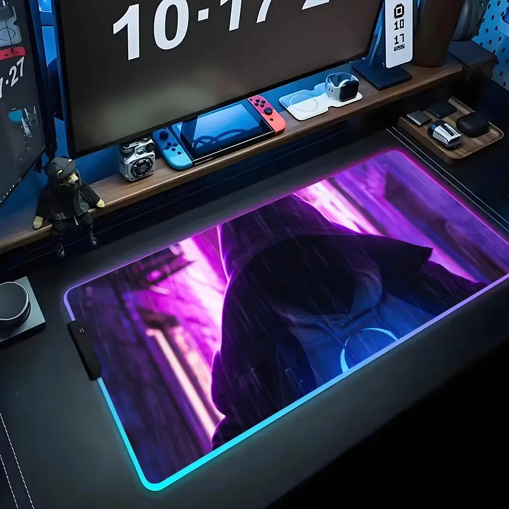 

sci fi Hacker boy Коврик для мыши RGB Игровой коврик для мыши Большой светодиодный коврик для ПК Настольный коврик Светящийся коврик для мыши Большие коврики для клавиатуры Настольный коврик с